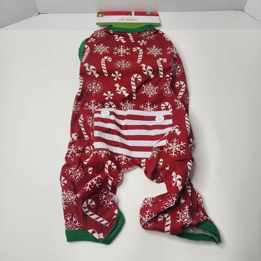 Target Holiday Dog Pet Pajamas Costume Snowflake & Candy Cane Medium New 50 lbs